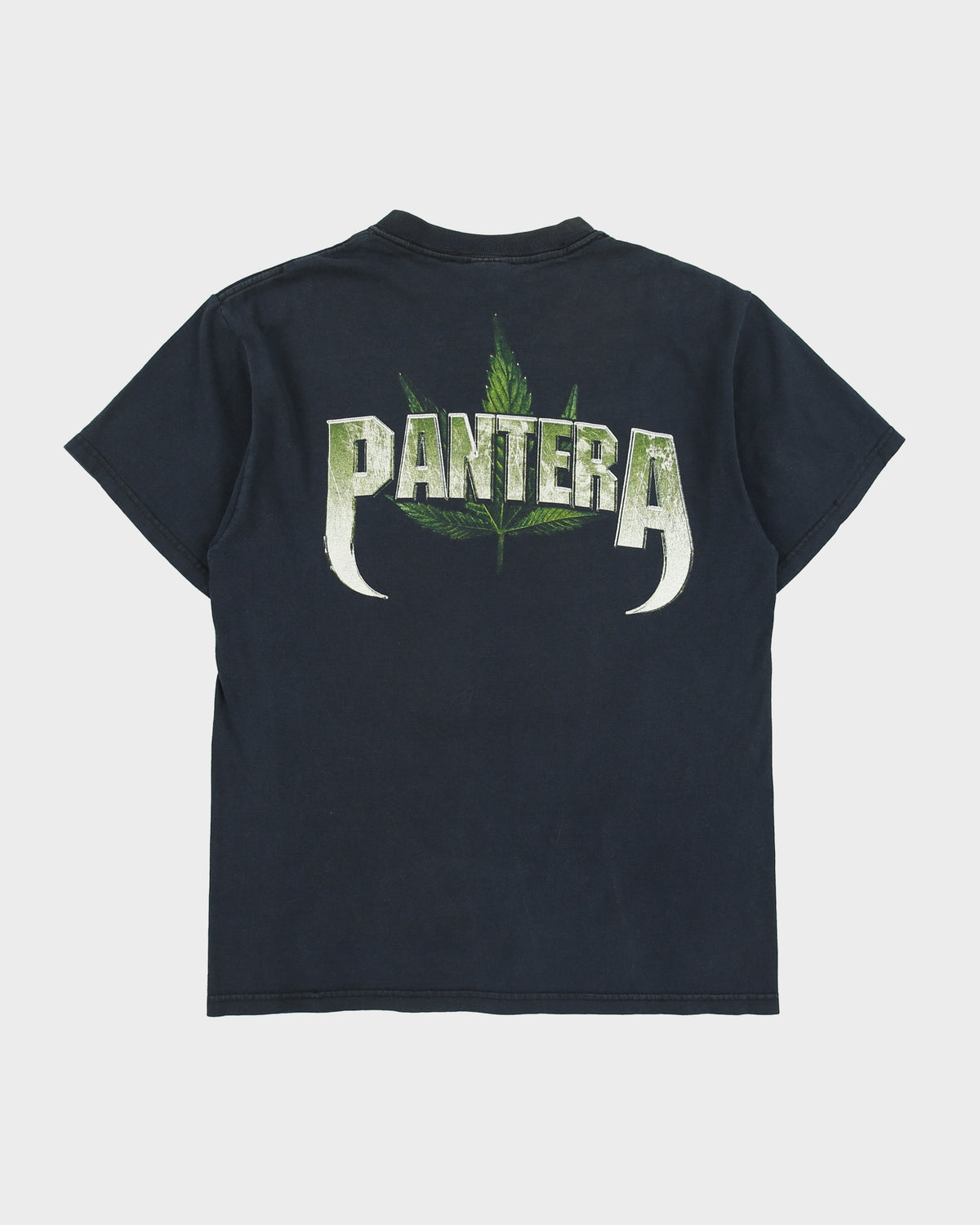 Vintage 2002 Pantera Flaming Marijuana Skull Heavyweight Crewneck T-Shirt - M