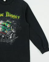 Vintage Grave Digger Monster Jam Heavyweight Long Sleeve Crewneck T-Shirt - L
