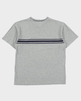 Vintage Y2K 00s Tommy Hilfiger Marl Grey Heavyweight Embroidered V-Neck T-Shirt - M