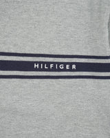 Vintage Y2K 00s Tommy Hilfiger Marl Grey Heavyweight Embroidered V-Neck T-Shirt - M