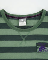 Vintage Y2K 00s Nike Athl Dept. Patchwork Striped Heavyweight Crewneck T-Shirt - M
