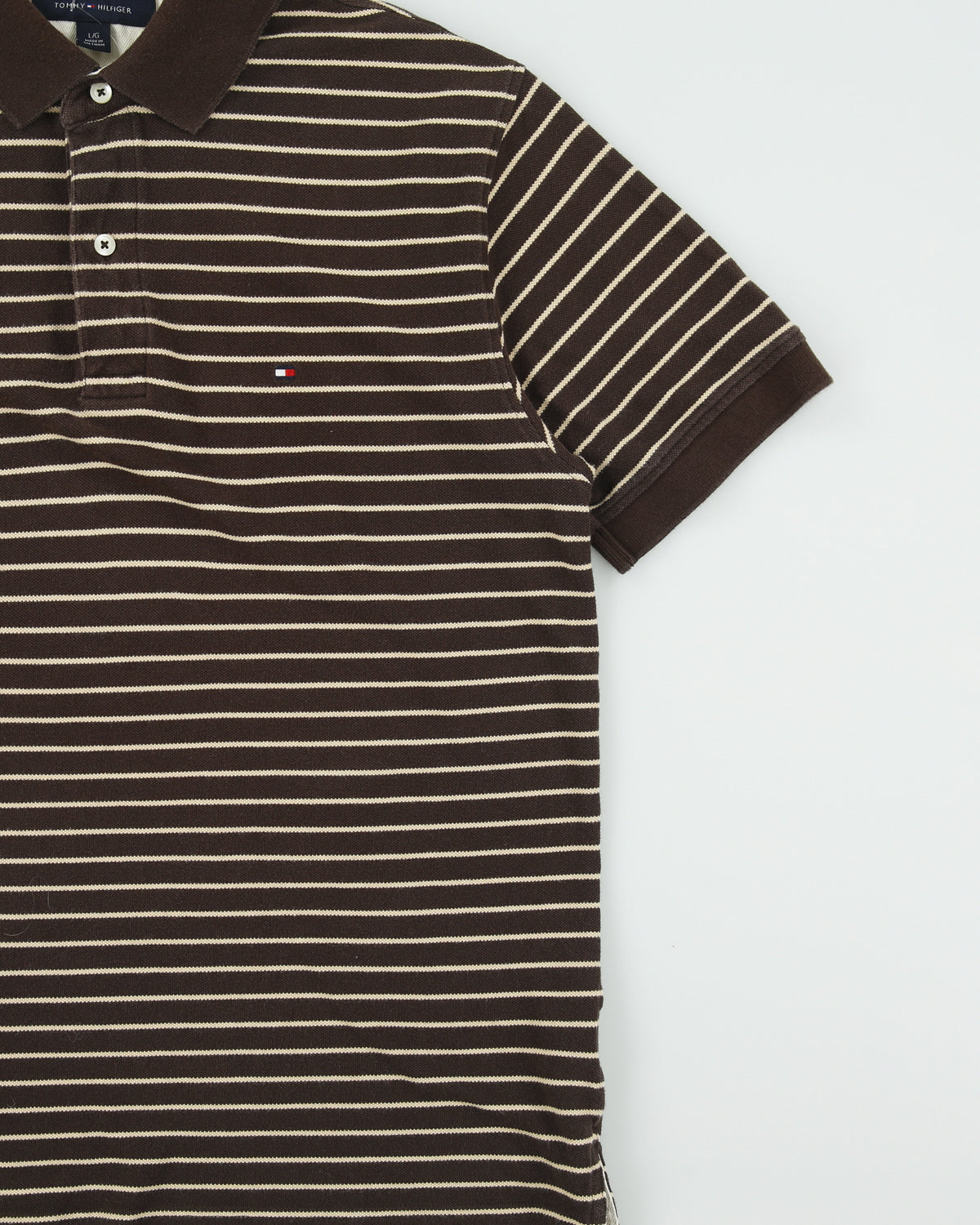Vintage Y2K 00s Tommy Hilfiger Striped Classic Short Sleeve Polo Shirt - L
