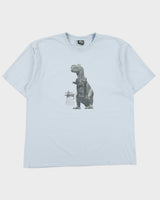 Stussy Baby Blue Big &amp; Meaty T-Rex Heavyweight Crewneck T-Shirt - XL