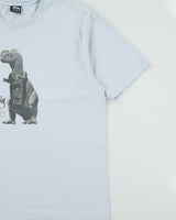 Stussy Baby Blue Big &amp; Meaty T-Rex Heavyweight Crewneck T-Shirt - XL