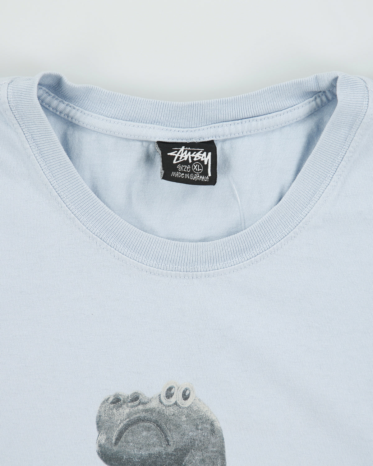 Stussy Baby Blue Big &amp; Meaty T-Rex Heavyweight Crewneck T-Shirt - XL