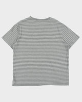 Vintage Polo Ralph Lauren Marl Grey Striped Heavyweight Single Stitch Crewneck T-Shirt - XL