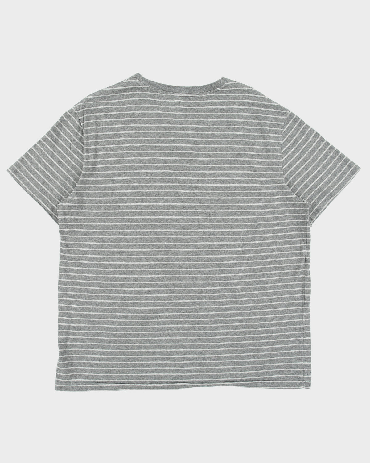 Vintage Polo Ralph Lauren Marl Grey Striped Heavyweight Single Stitch Crewneck T-Shirt - XL