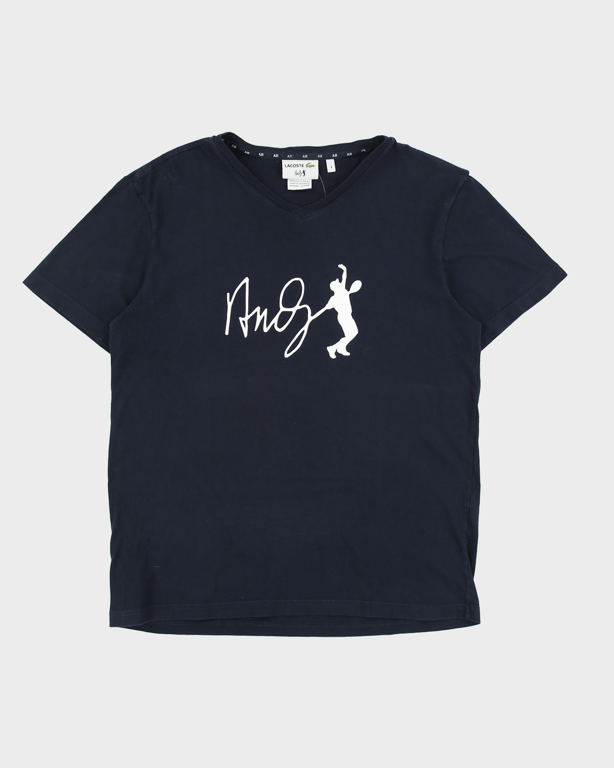 Vintage Lacoste x Andy Murray Navy V-Neck T-Shirt - M