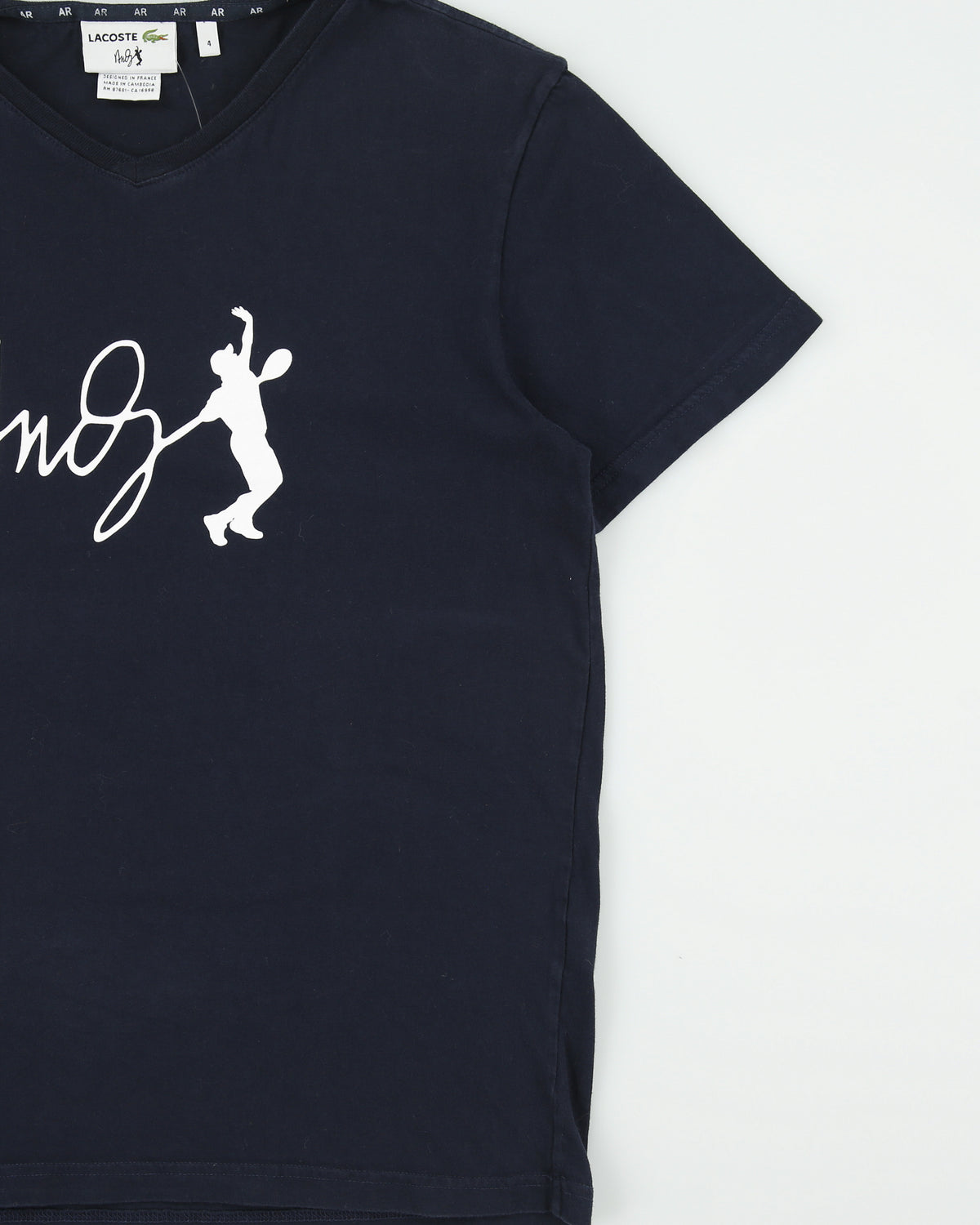 Vintage Lacoste x Andy Murray Navy V-Neck T-Shirt - M