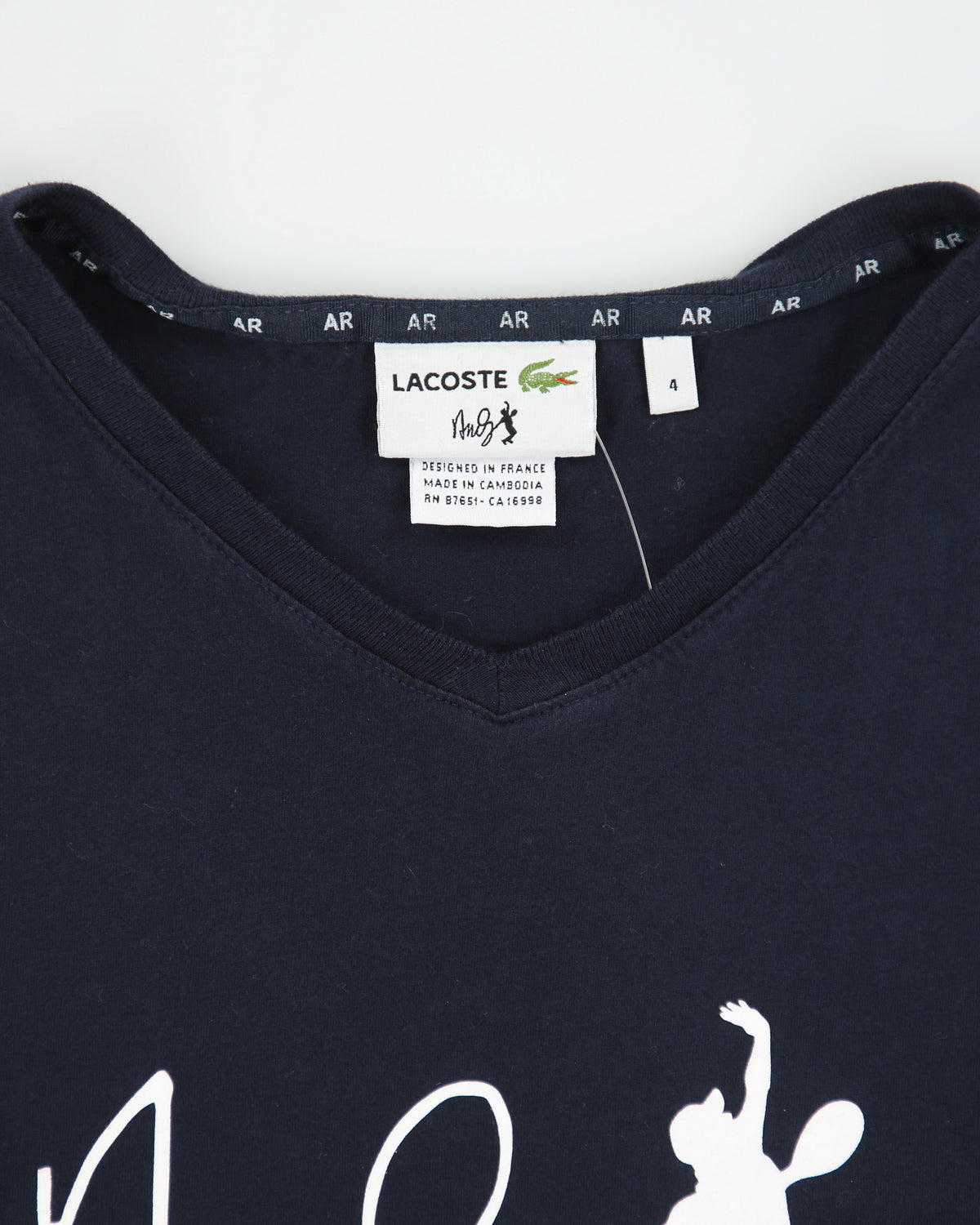 Vintage Lacoste x Andy Murray Navy V-Neck T-Shirt - M