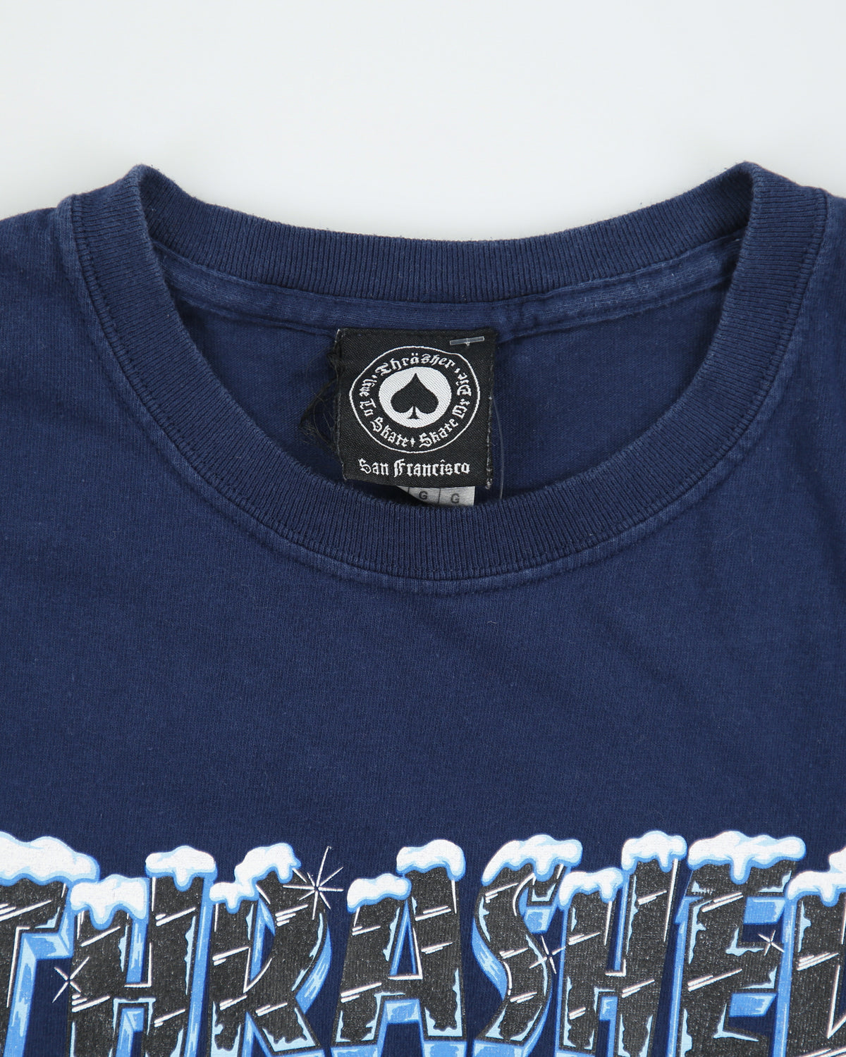 Vintage Thrasher Magazine Navy Ice Heavyweight Crewneck T-Shirt - L