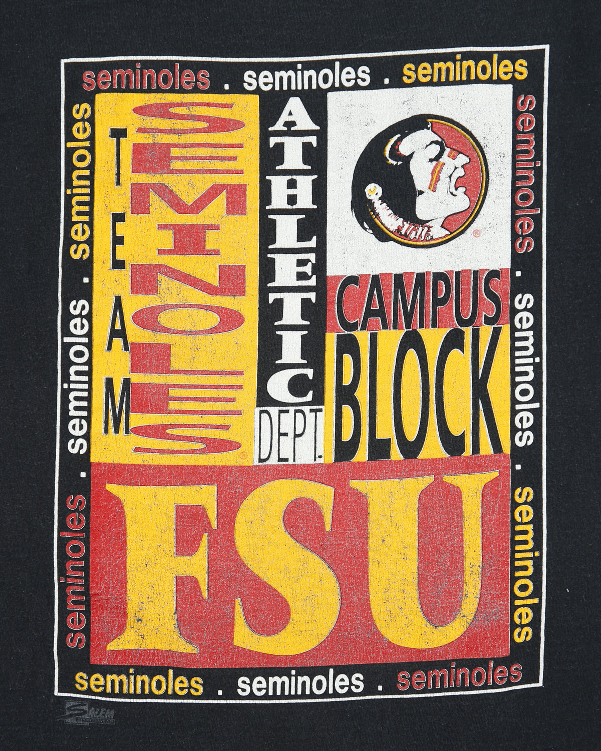 Vintage 1993 Florida State University Seminoles Football Heavyweight Salem Single Stitch Made In USA NCAA Crewneck T-Shirt - M