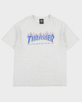 Vintage Thrasher Magazine Marl Grey Flames Heavyweight Crewneck T-Shirt - L