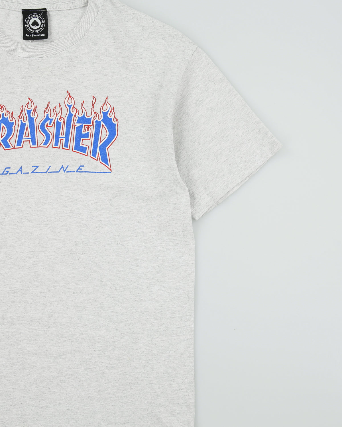 Vintage Thrasher Magazine Marl Grey Flames Heavyweight Crewneck T-Shirt - L