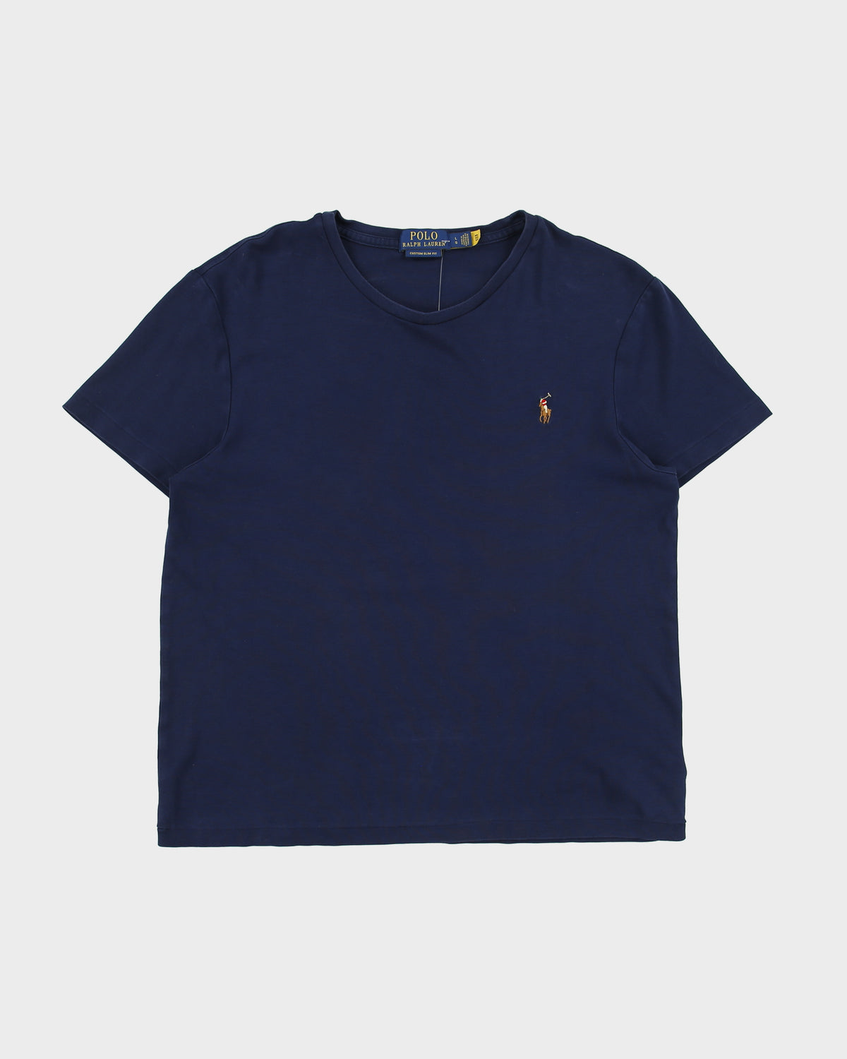 Polo Ralph Lauren Navy Heavyweight Single Stitch Custom Slim Fit Crewneck T-Shirt - L