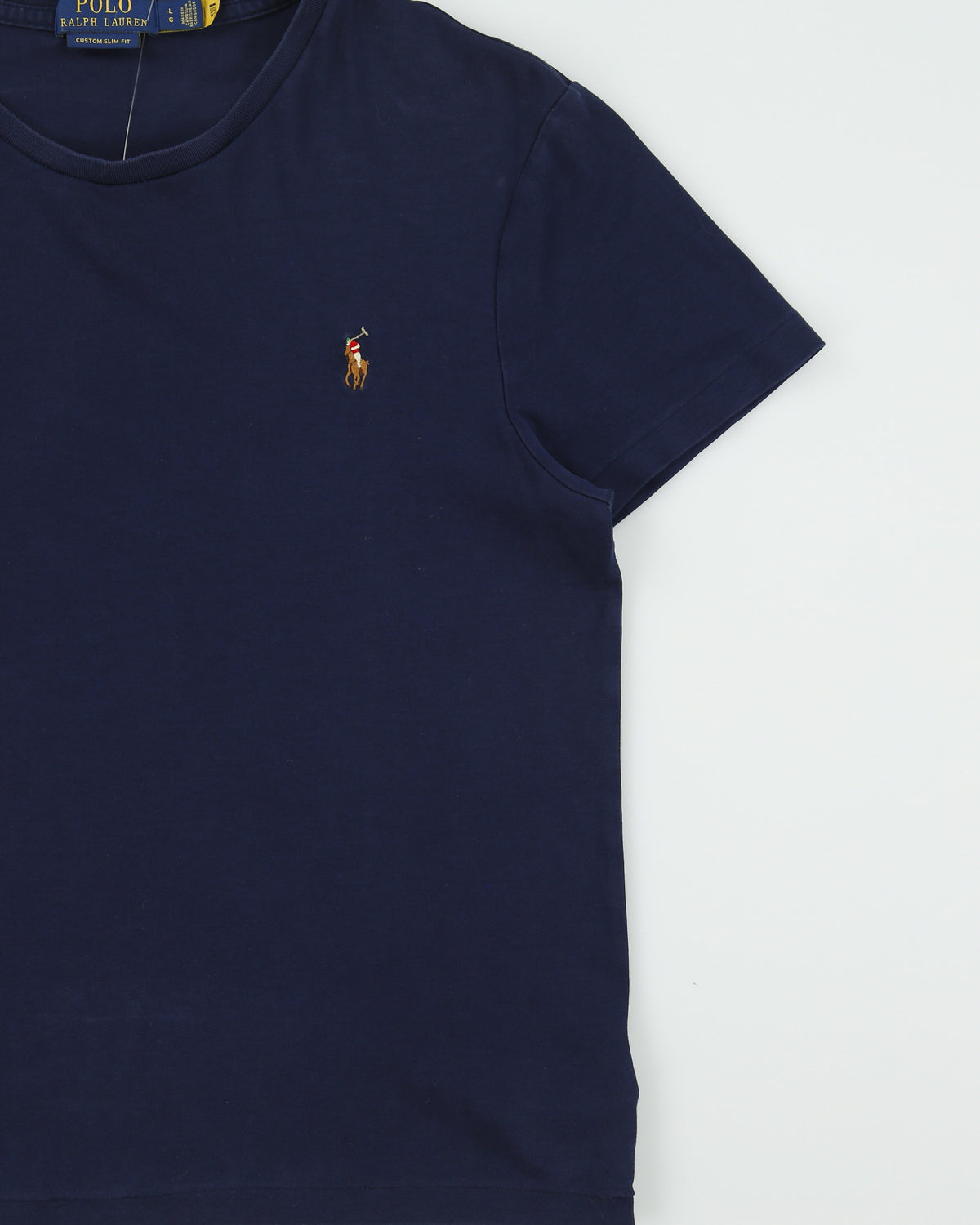Polo Ralph Lauren Navy Heavyweight Single Stitch Custom Slim Fit Crewneck T-Shirt - L