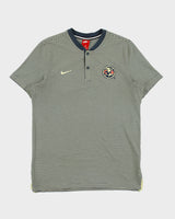 2017-18 Nike Club America FC Heavyweight Striped Crewneck Henley Football T-Shirt - L