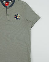 2017-18 Nike Club America FC Heavyweight Striped Crewneck Henley Football T-Shirt - L