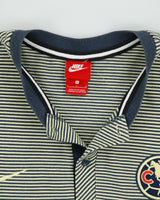 2017-18 Nike Club America FC Heavyweight Striped Crewneck Henley Football T-Shirt - L