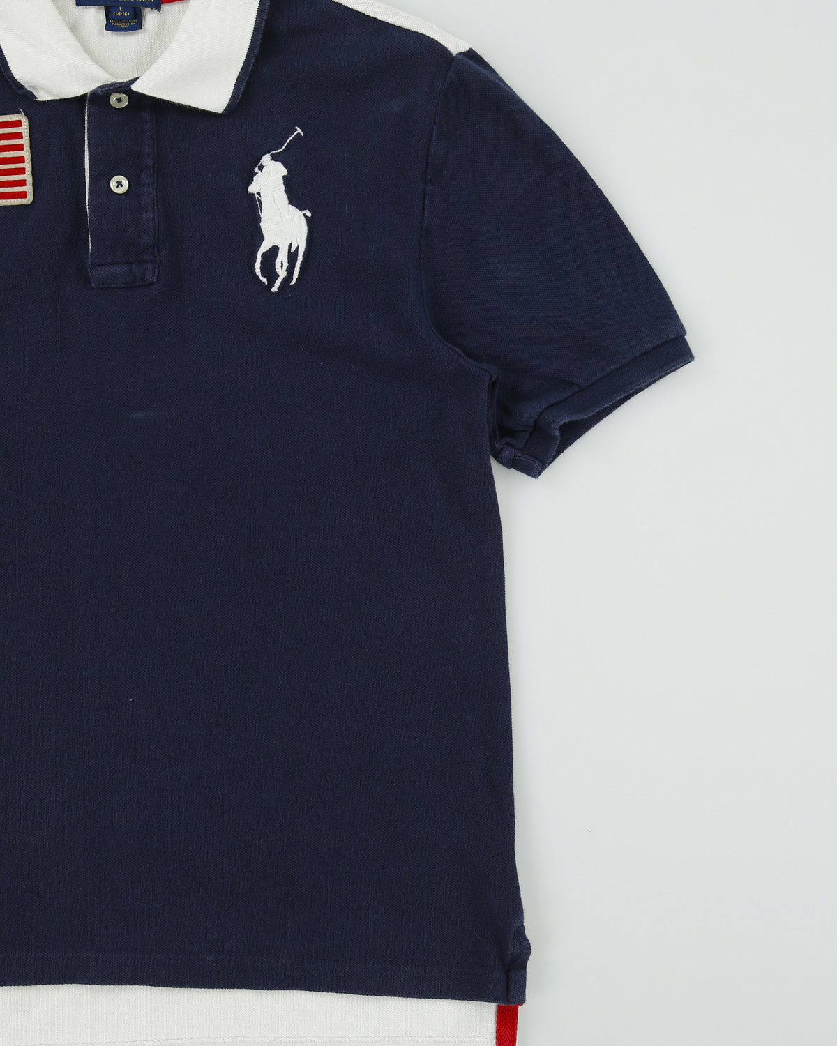 Vintage Polo Ralph Lauren Big Pony USA Two-Tone Short Sleeve Polo Shirt - XS