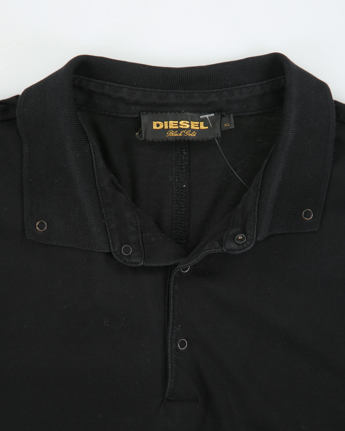 Vintage Y2K 00s Diesel Black Label Snap Button Short Sleeve Polo Shirt - XL