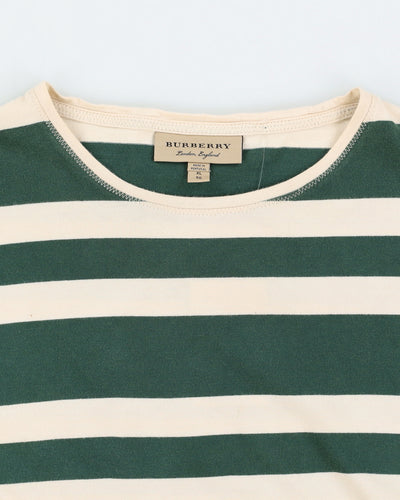 Burberry Green / White Striped T-Shirt - M