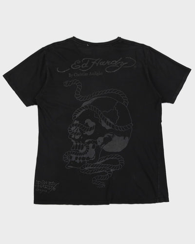 00s Y2K Ed Hardy Black Graphic T-shirt - L