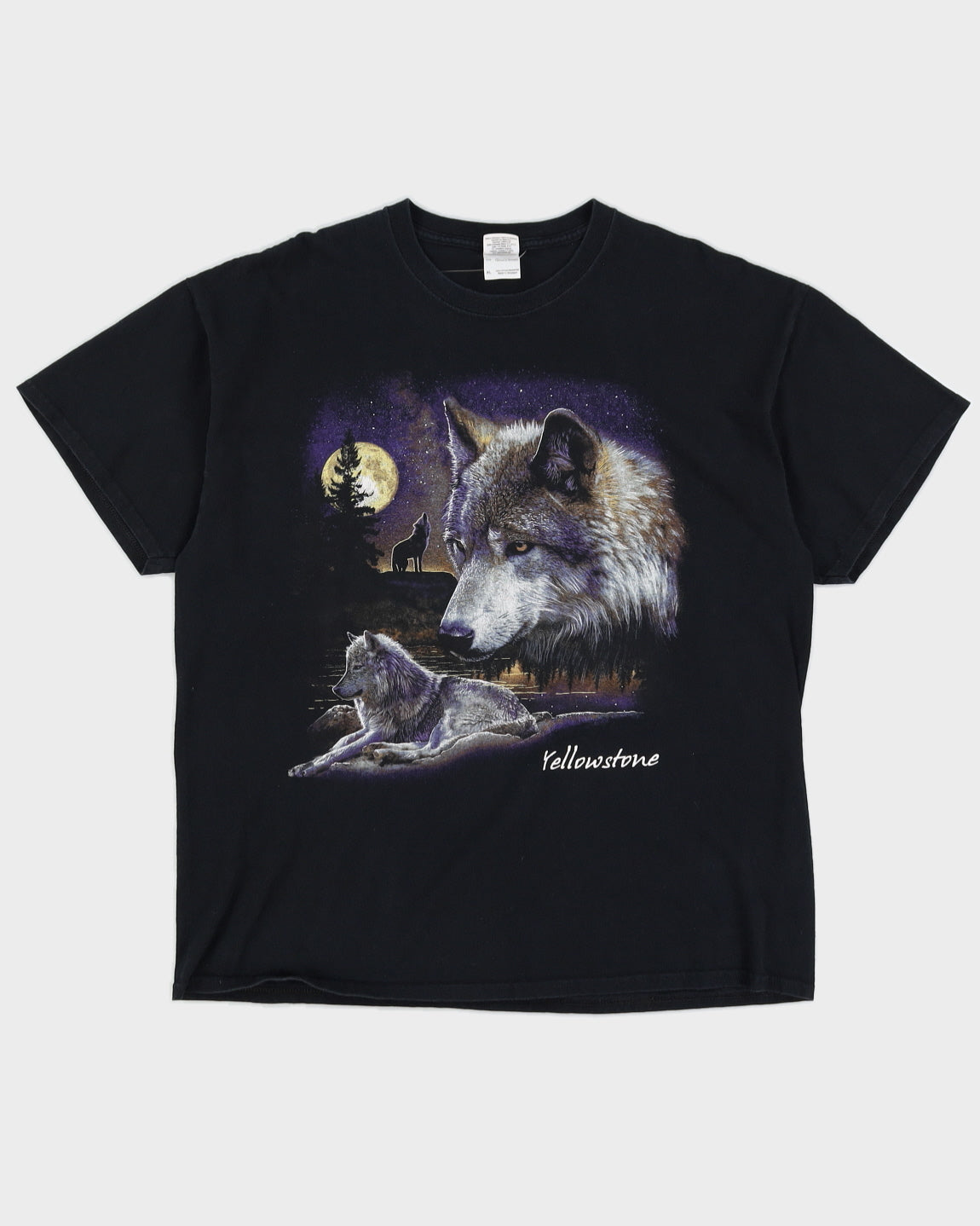 1990s Black Wolf Graphic T-Shirt - XL