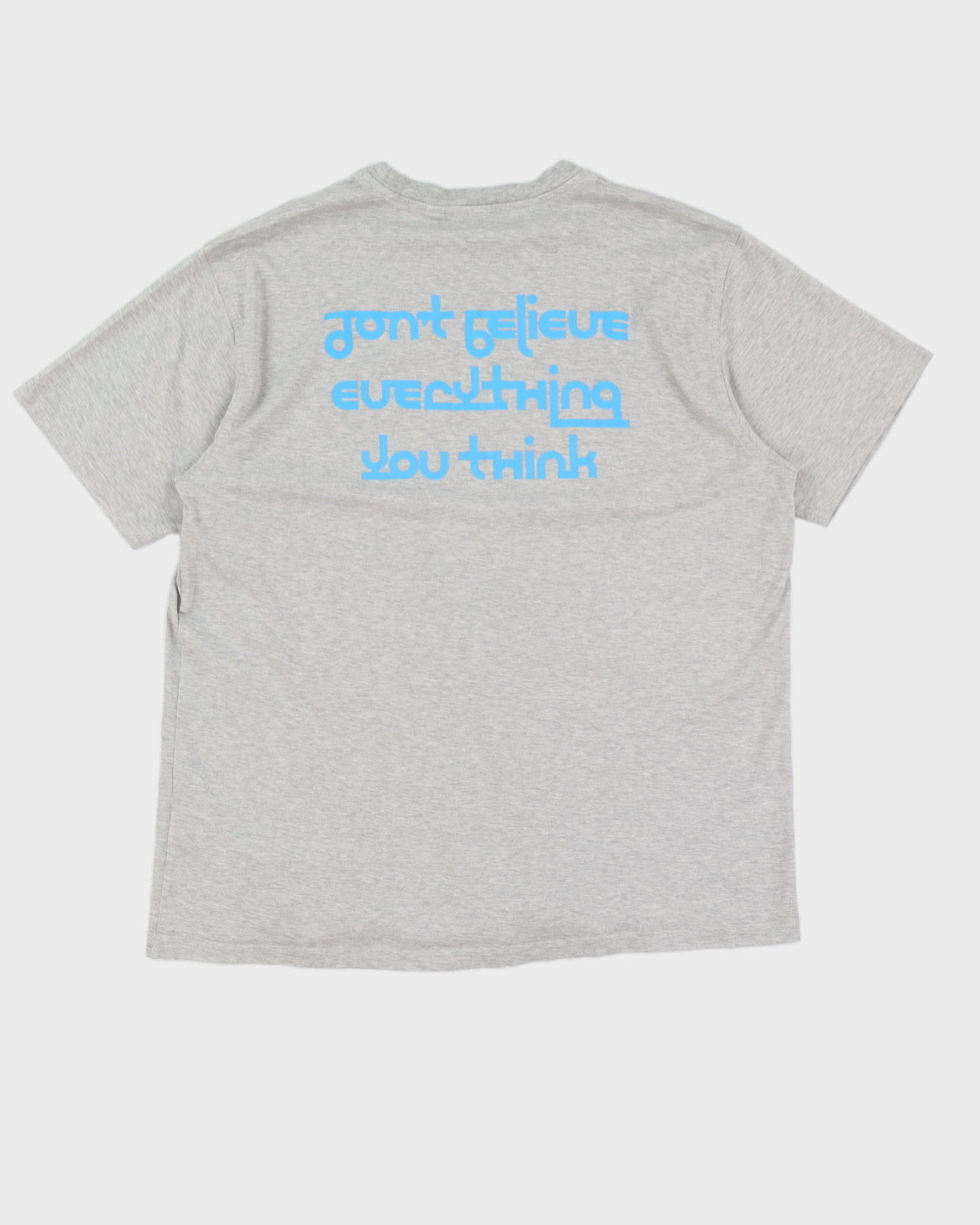 Burberry Grey Marled T-Shirt With Blue Logo - S