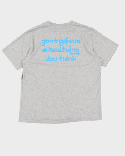Burberry Grey Marled T-Shirt With Blue Logo - S