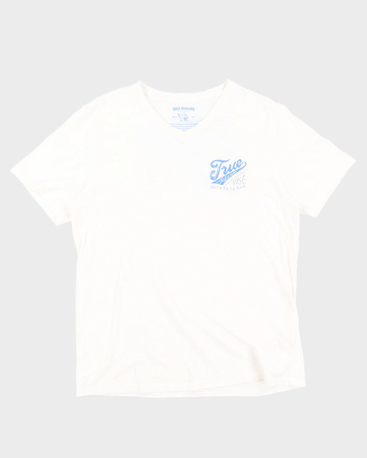 True Religion White V Neck White T-Shirt - L