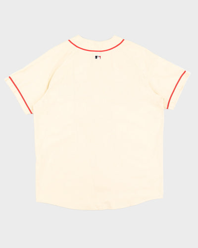 Vintage 90s Cleveland Indians Cooperstown Collection Cream Jersey - L