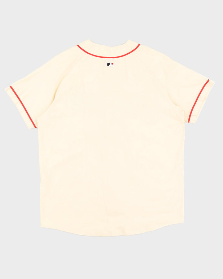 Vintage 90s Cleveland Indians Cooperstown Collection Cream Jersey - L