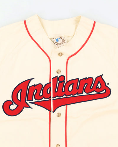 Vintage 90s Cleveland Indians Cooperstown Collection Cream Jersey - L