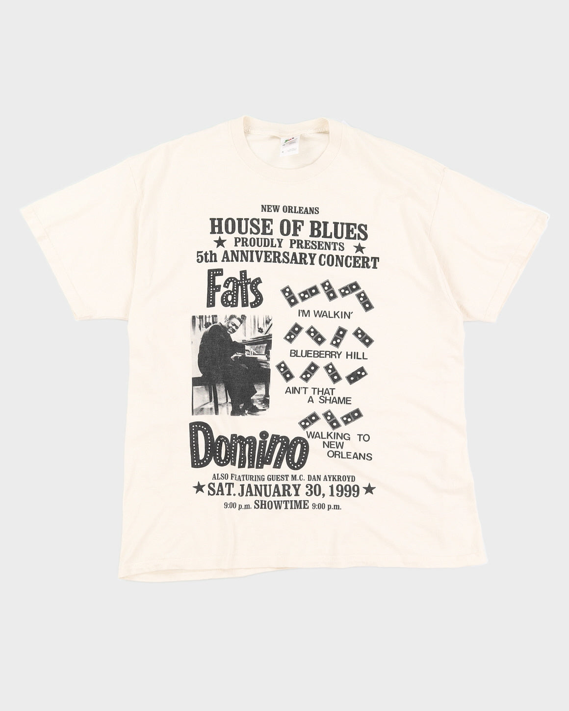 Vintage 90s Fats Domino T-Shirt 1999 - XL
