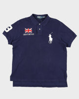 Vintage 90s Ralph Lauren Great Britain Blue Polo Shirt - M