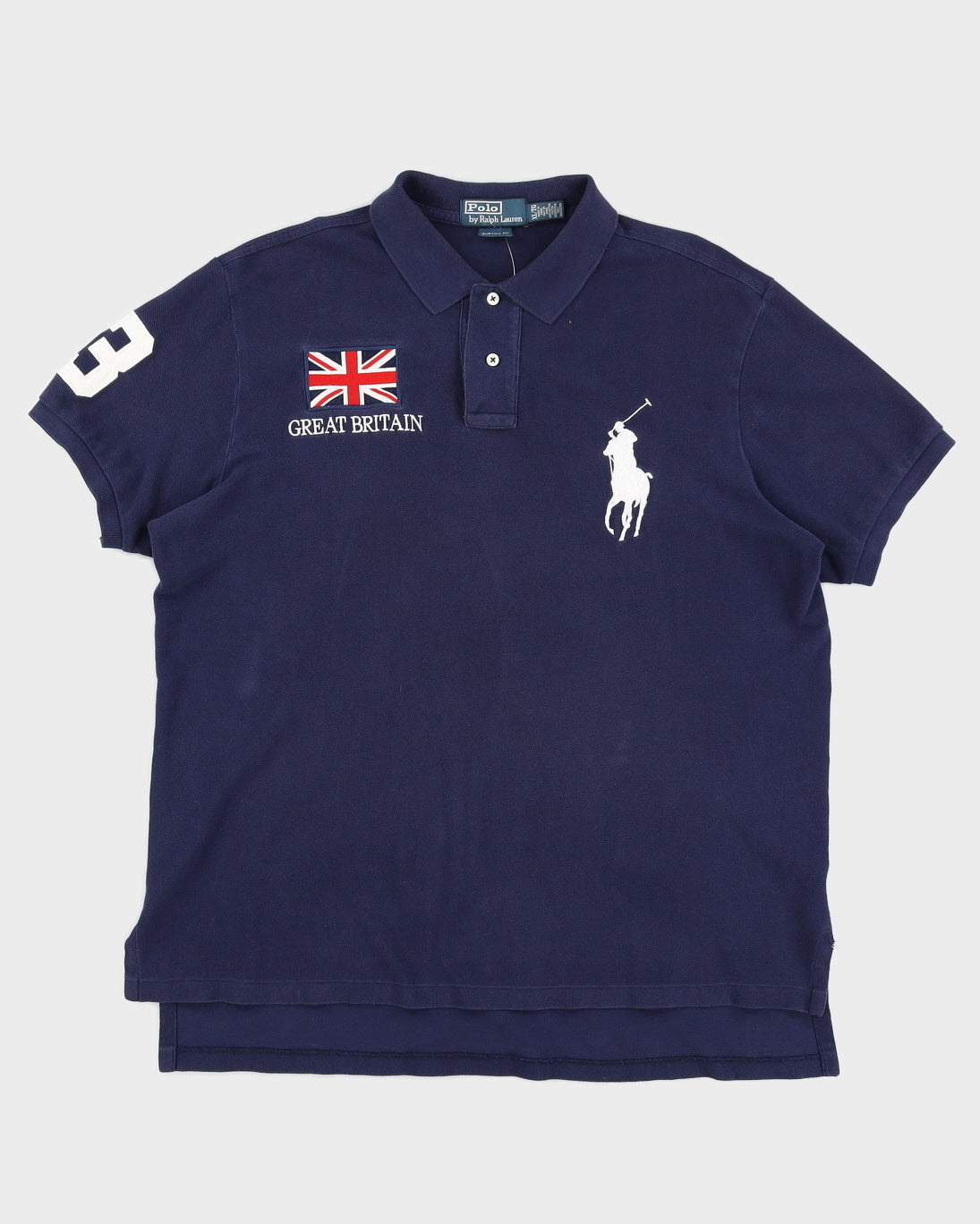 Vintage 90s Ralph Lauren Great Britain Blue Polo Shirt - M