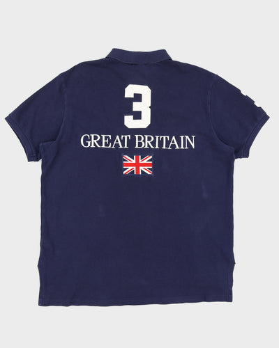 Vintage 90s Ralph Lauren Great Britain Blue Polo Shirt - M