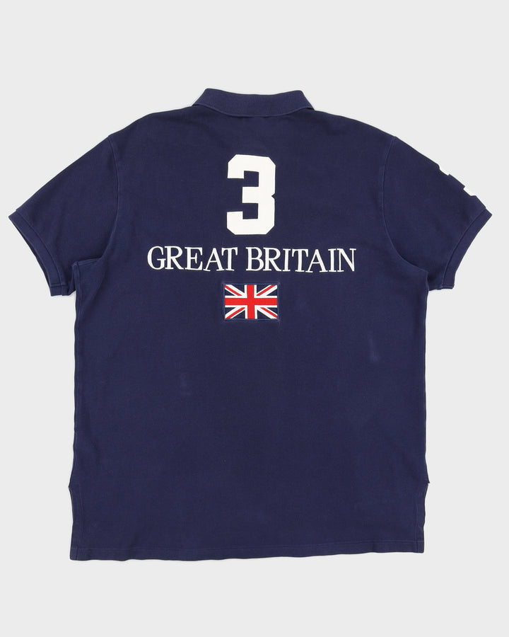Vintage 90s Ralph Lauren Great Britain Blue Polo Shirt - M