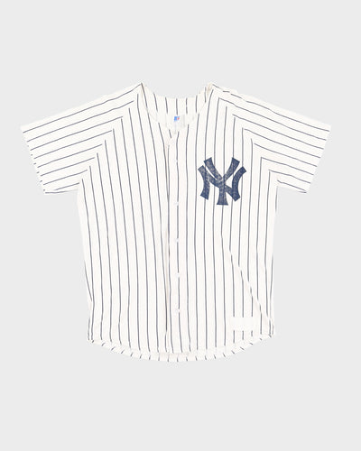 Vintage 90s MLB Russell Athletic New York Yankees White Jersey - M