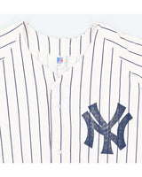 Vintage 90s MLB Russell Athletic New York Yankees White Jersey - M