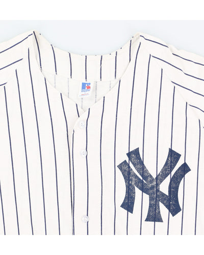 Vintage 90s MLB Russell Athletic New York Yankees White Jersey - M