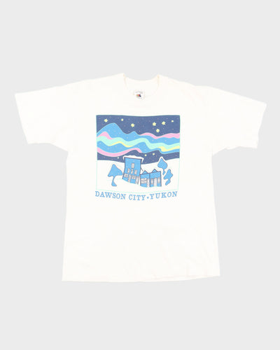 Vintage 80s Fruit Of The Loom Dawson City Yukon Canada Single Stitch White T-Shirt - L
