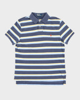 Vintage 90s Polo Ralph Lauren Blue / Yellow Stripes Polo Shirt - M