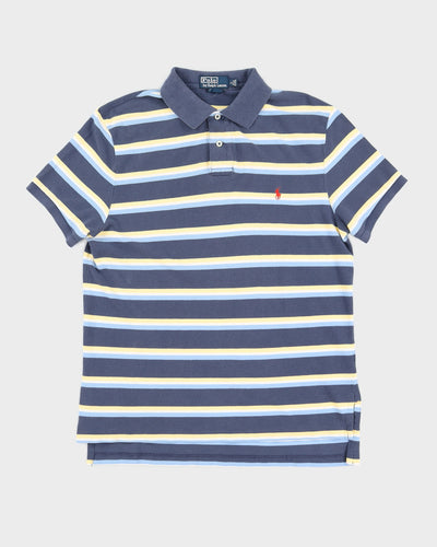 Vintage 90s Polo Ralph Lauren Blue / Yellow Stripes Polo Shirt - M