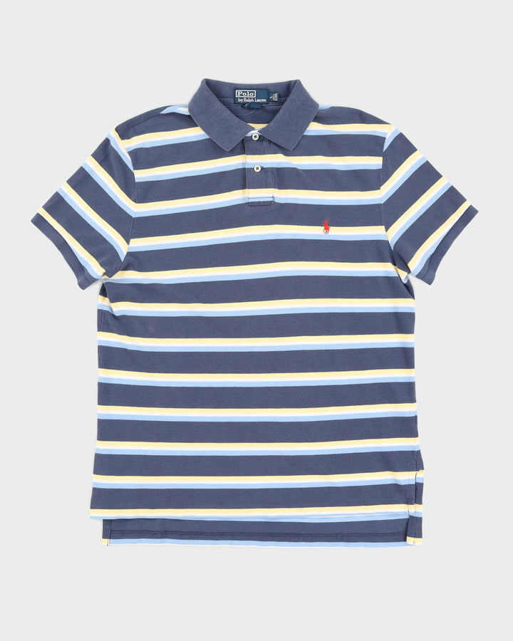Vintage 90s Polo Ralph Lauren Blue / Yellow Stripes Polo Shirt - M