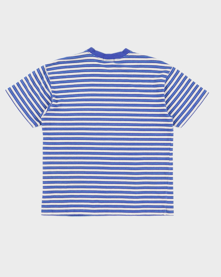 Vintage 90s Hang Ten Blue Striped Polo Shirt - M