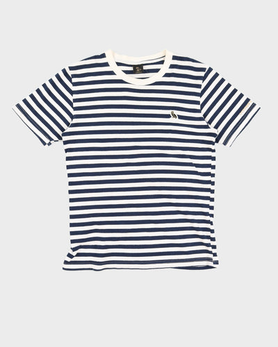 OVO Striped Navy and White T-Shirt - S
