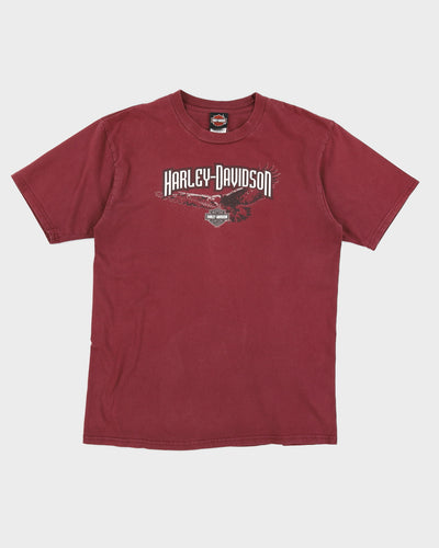 Harley Davison Double Sided Print Maroon T-Shirt - L