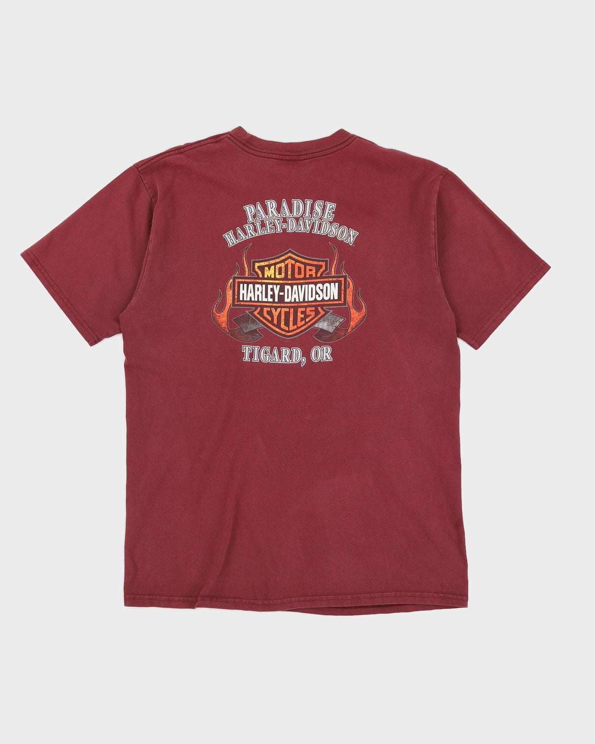 Harley Davison Double Sided Print Maroon T-Shirt - L